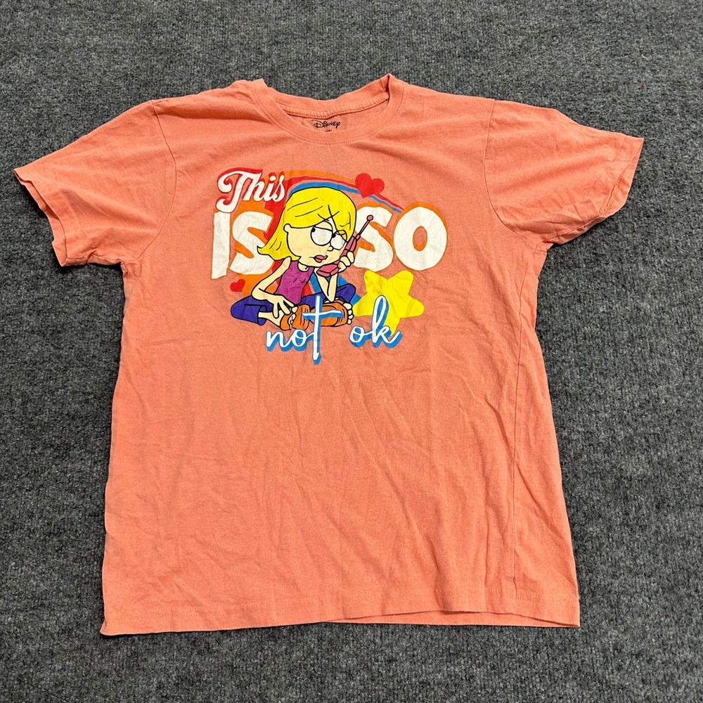 Disney T-Shirt Womens Size M Orange Lizzie McGuire Graphic Print Crewneck Tee